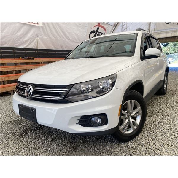 103 -- 2015 VW TIGUAN, WHITE, 209541 KMS, FRONT WHEEL DRIVE
