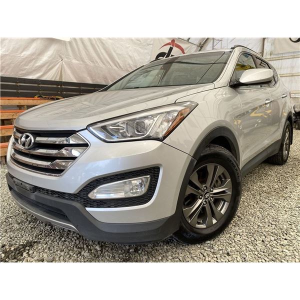 129 -- 2013 HYUNDAI SANTA FE, GREY, 244009 KMS, FRONT WHEEL DRIVE