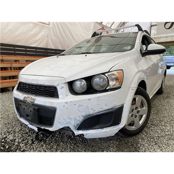 2 -- 2014 CHEVROLET SONIC, WHITE, 267604 KMS, FRONT WHEEL DRIVE "NO RESERVE"