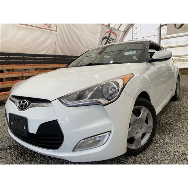 18 -- 2012 HYUNDAI VELOSTER, WHITE, 213811 KMS, FRONT WHEEL DRIVE