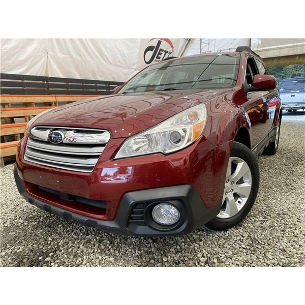 125 -- 2013 SUBARU OUTBACK, RED, 162233 KMS, ALL WHEEL DRIVE