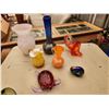 Image 1 : 626 -- HAND BLOWN GLASS VASES, CORNUCOPIA, SOLID GLASS SEA TURTLE AND MORE