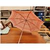 Image 1 : 641 -- LACE PARASOL AND COLLECTON OF FAKE PLANTS AND DECORATIVE PLANTERS