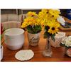 Image 7 : 641 -- LACE PARASOL AND COLLECTON OF FAKE PLANTS AND DECORATIVE PLANTERS