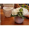 Image 8 : 641 -- LACE PARASOL AND COLLECTON OF FAKE PLANTS AND DECORATIVE PLANTERS