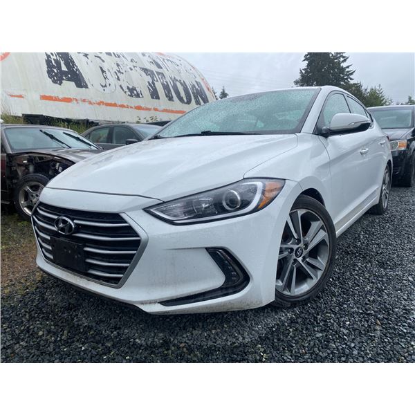 0C -- 2017 HYUNDAI ELANTRA, WHITE, 159362 KMS, FRONT WHEEL DRIVE "NO RESERVE" "REPO UNIT"