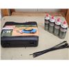 Image 1 : 402 -- COLEMAN BUTANE CAMP STOVE WITH FOUR CANISTERS OF BUTANE AND METAL STAKES
