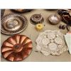 Image 2 : 422 -- SILVER CANDLEABRA'S, SILVER TRAYS, CREAM AND SUGAR CUPS, COASTERS, ALABASTER RING BOX AND MOR