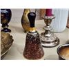 Image 8 : 422 -- SILVER CANDLEABRA'S, SILVER TRAYS, CREAM AND SUGAR CUPS, COASTERS, ALABASTER RING BOX AND MOR