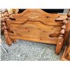 Image 8 : 425 -- LARGE MATCHING BEDROOM SET OF PINE WOOD AND POLSIHED BRASS HARDWARE(DRESSER WITH MIRROR, BED 