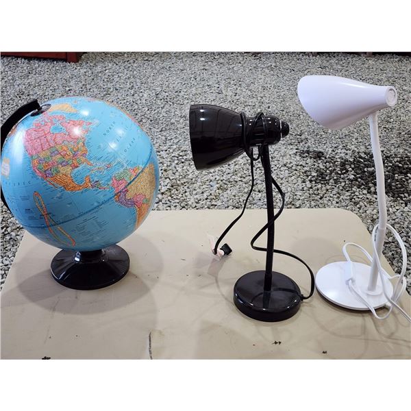436 -- IMPERIAL GLOBE AND TWO DESK LIGHTS AND VINTAGE THERMOSES AND MORE