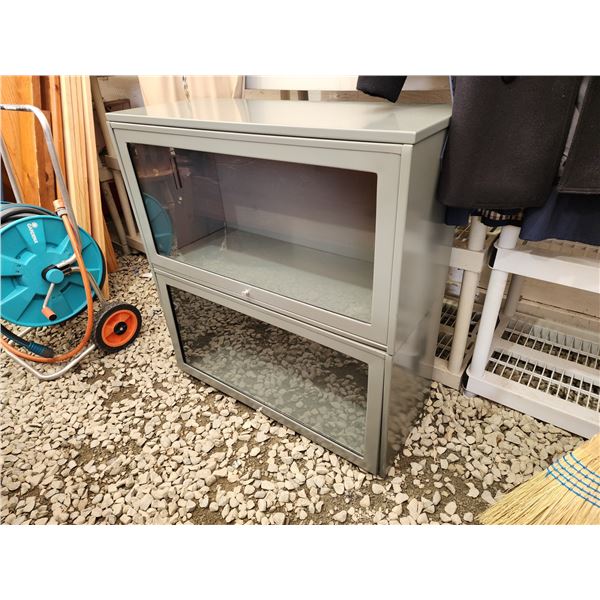 437 -- TWO STACKABLE METAL CABINETS WITH GLASS DISPLAY