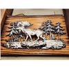 Image 2 : 439 -- WOOD MAYAN CLANDER, 3D METAL MOOSE HANGER, 12" CLOCK AND PHOTO OF IRELAND CLIFFS