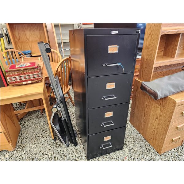442 -- FOUR DRAWERED DEEP FILING CABINET WITH LOCK AND KEY