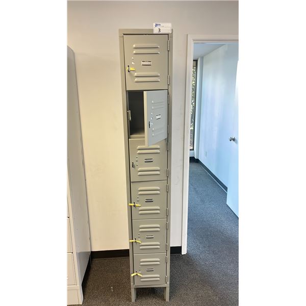 GREY METAL 6 COMPARTMENT LOCKER