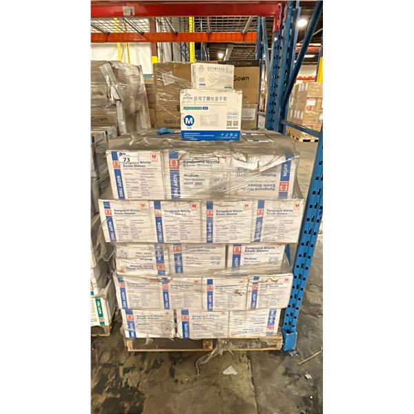 1 PALLET OF SYNGUARD NITRILE EXAM GLOVES SZ. MEDIUM - APPROX 75 BOXES/1000 PCS. PER BOX