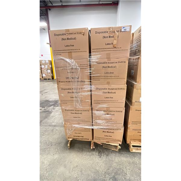 1 PALLET OF DISPOSABLE PROTECTIVE GOWNS (NON MEDICAL) - APPROX. 30 BOXES PER PALLET/120 PCS. PER BOX