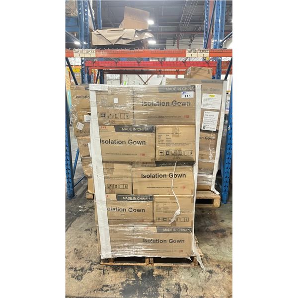 3 PALLETS OF (LEVEL 1) ISOLATION GOWNS WHITE/ MOSTLY SZ LARGE - 25 BOXES PER PALLET/50 PCS. PER
