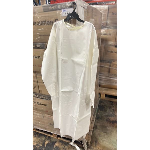 3 PALLETS OF (LEVEL 1) ISOLATION GOWNS WHITE/ MOSTLY SZ LARGE - 25 BOXES PER PALLET/50 PCS. PER