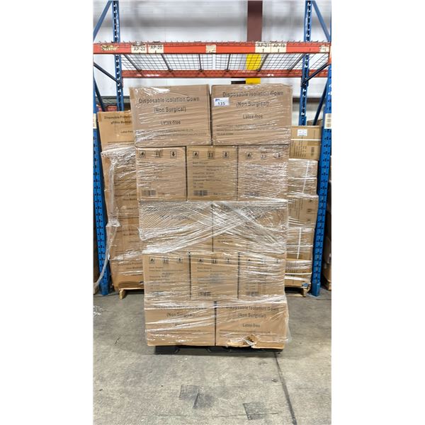 3 PALLETS OF DISPOSABLE ISOLATION GOWNS (NON MEDICAL) -APPROX. 30 BOXES PER PALLET/120 PCS. PER BOX