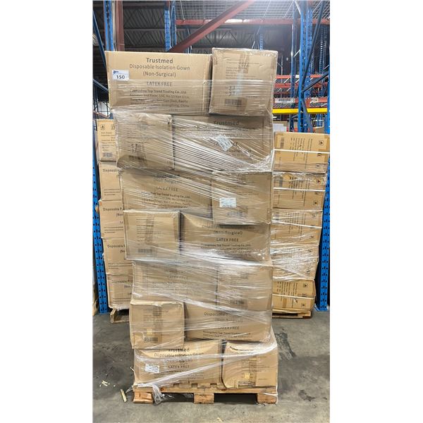 3 PALLETS OF DISPOSABLE ISOLATION GOWNS (NON MEDICAL) -APPROX. 30 BOXES PER PALLET/120 PCS. PER BOX