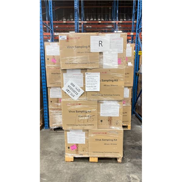 3 PALLETS OF VIRUS SAMPLING KITS - APPROX. 20 BOXES PER PALLET/400 PCS. PER BOX