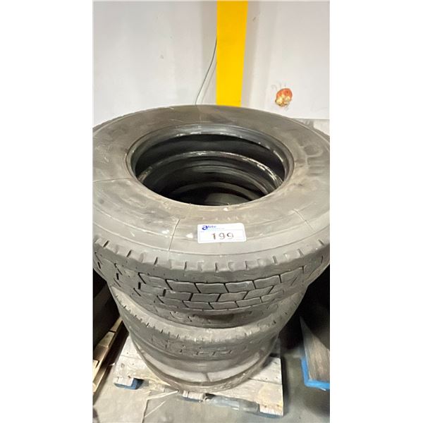 5 SEMI TRUCK/TRACTOR TIRES *SOME WITH RIMS*