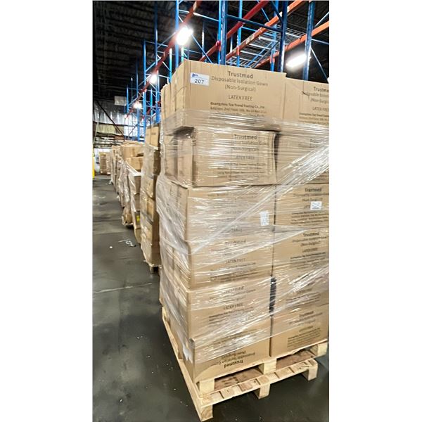 16 PALLETS OF DISPOSABLE ISOLATION GOWNS (NON MEDICAL) -APPROX. 30 BOXES PER PALLET/120 PCS. PER