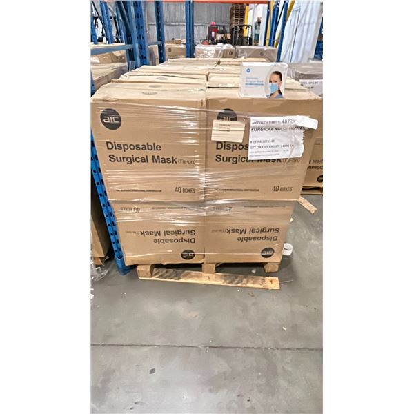 1 PALLET OF AIC DISPOSABLE SURGICAL MASKS (TIE-ON) - 12 BOXES PER PALLET/2000 PCS.PER BOX