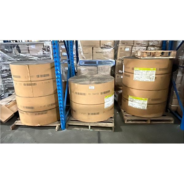 3 PALLETS WITH LARGE INDUSTRIAL SIZE ROLLS OF PAPER