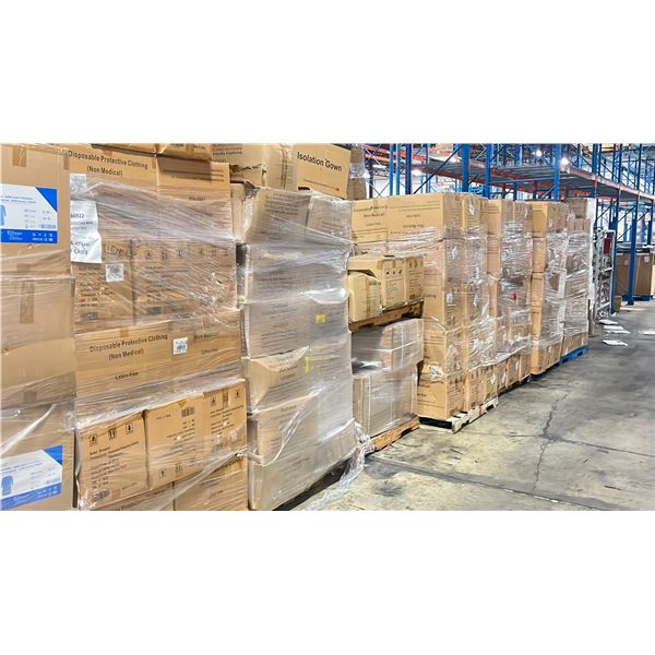 8 PALLET OF DISPOSABLE PROTECTIVE GOWNS (NON MEDICAL) - APPROX. 30 BOXES PER PALLET/120 PCS. PER BOX