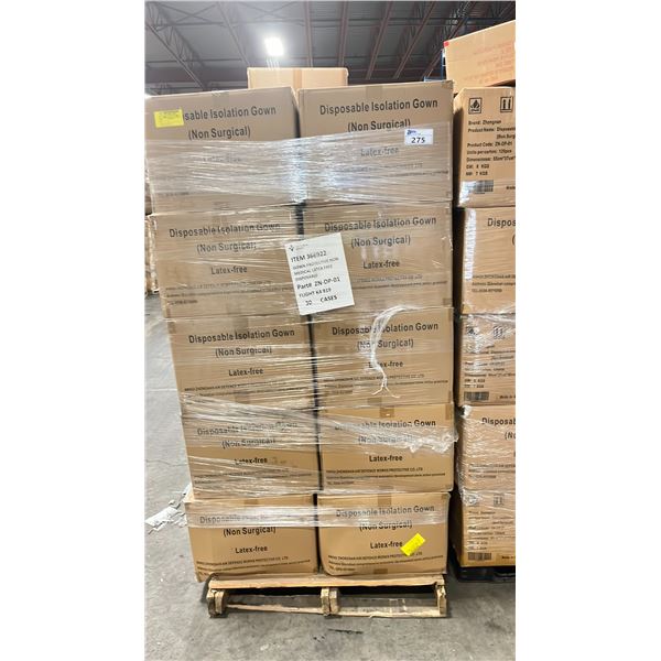 8 PALLET OF DISPOSABLE PROTECTIVE GOWNS (NON MEDICAL) - APPROX. 30 BOXES PER PALLET/120 PCS. PER BOX