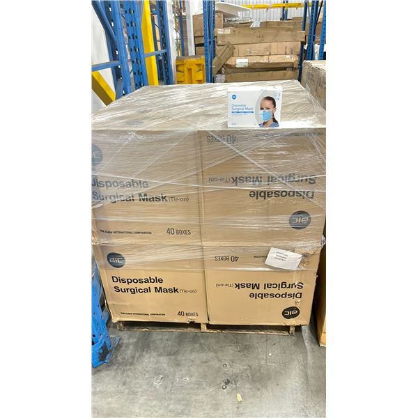 1 PALLET OF AIC DISPOSABLE SURGICAL MASKS (TIE-ON) - 12 BOXES PER PALLET/2000 PCS.PER BOX