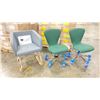 Image 1 : 2 GREEN LEATHER & CHROME OFFICE CHAIRS AND 1 GREY LEATHER CLIENT CHAIR