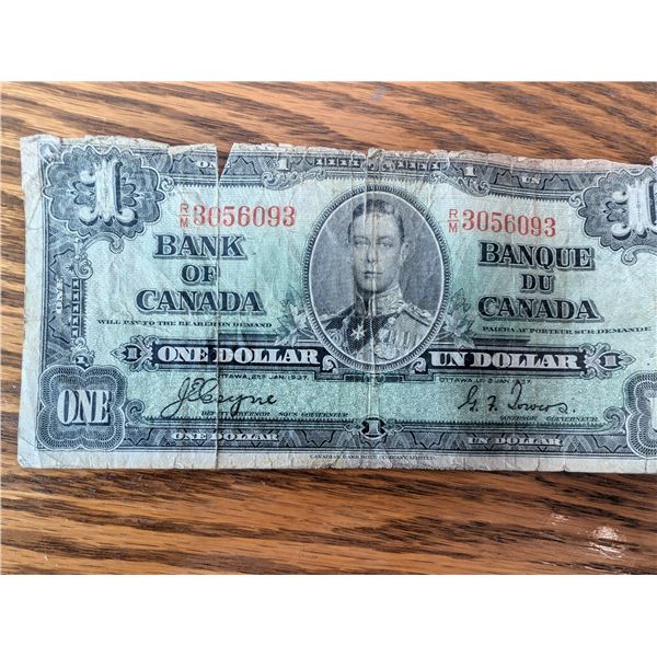 1937 Canadian Dollar Bank Note