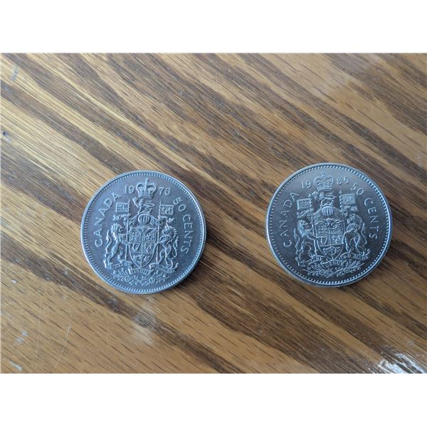 1978/1985 Canadian Fifty $.50 Cent Coins