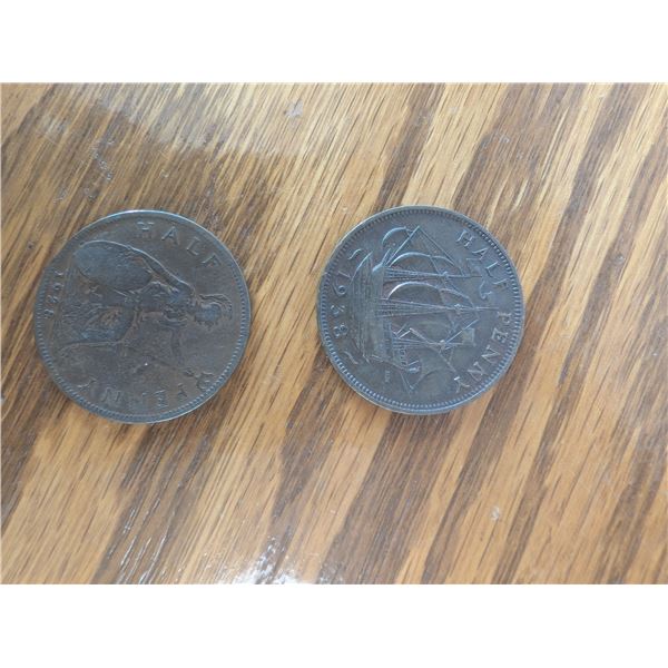 1928 and 1938 Great Britain Large Half Penny Large Size
