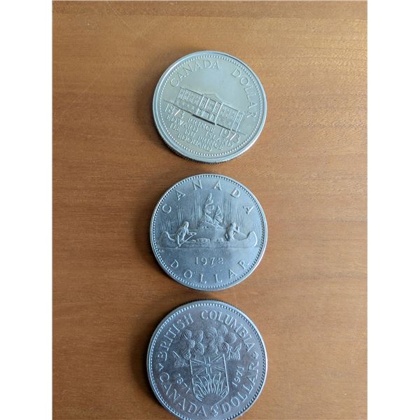 1971/72/73 Canadian Dollar $1.00 Coins