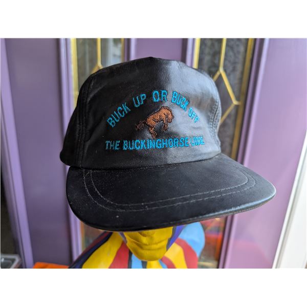 Vintage Leather Hat Bucking Horse Lodge BC