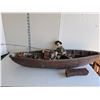 Image 1 : Large Wooden Fisherman in a Wooden Boat Decor