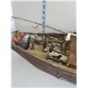 Image 3 : Large Wooden Fisherman in a Wooden Boat Decor