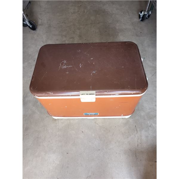 Vintage Brown Thermos Cooler with Tray  - Clean