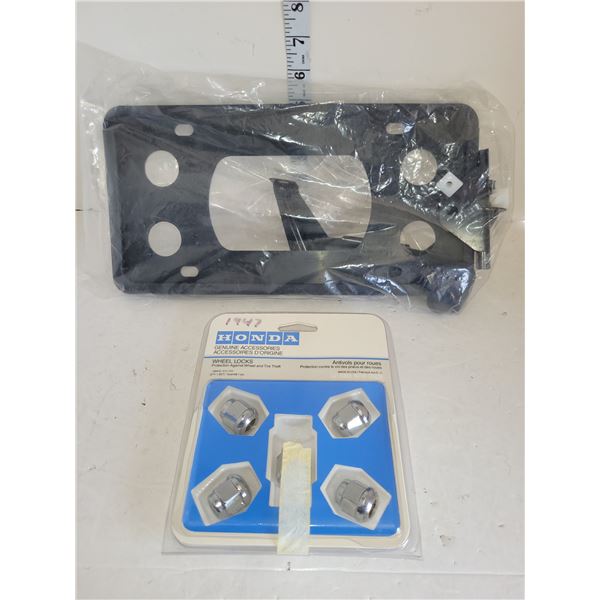Honda Front Bumper License Plate + Honda Wheel Locks (accord 7th gen likely)