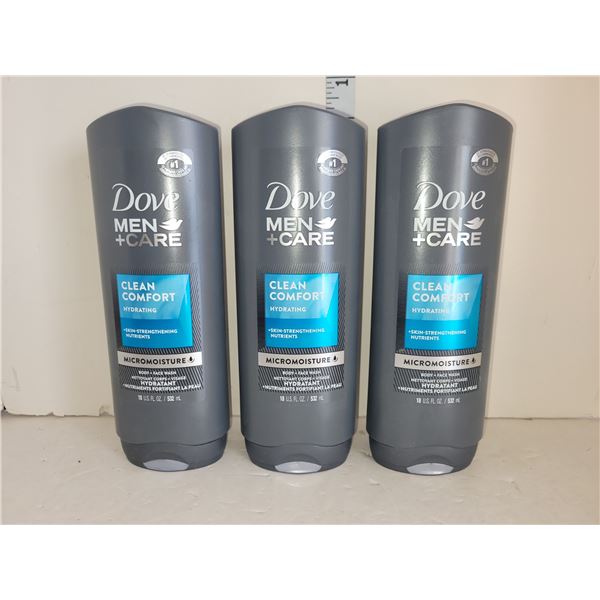 Lot of 3 Mens Dove Body & Face Wash