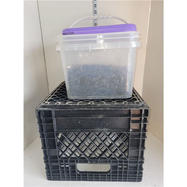 Milk Crate & Tub1/2 Full of Wood Screws