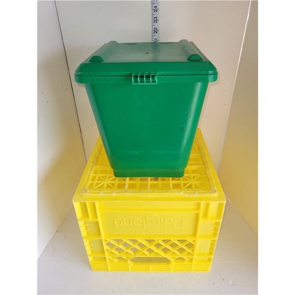 Yellow Milk Crate & New Kitchen Compost Bin