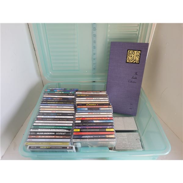 Locking Plastic Tote with Various CD's