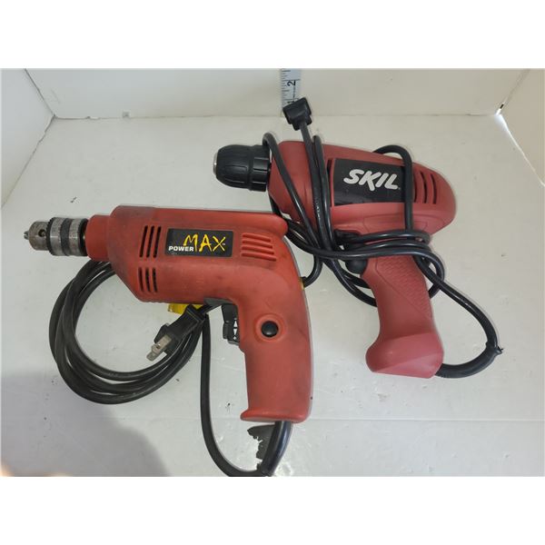 Lot of 2 Corded Drills - Power Max & Skil Working