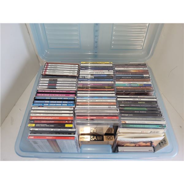 Locking Plastic Tote with Various CD's
