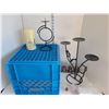 Image 1 : Blue Milk Crate with Candle, Candle Holder 7 See, Hear, speak No Evil Monkeys